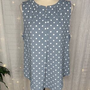 Elegant Sleeveless Polka Dot Blouse - Gray and White NWOT
